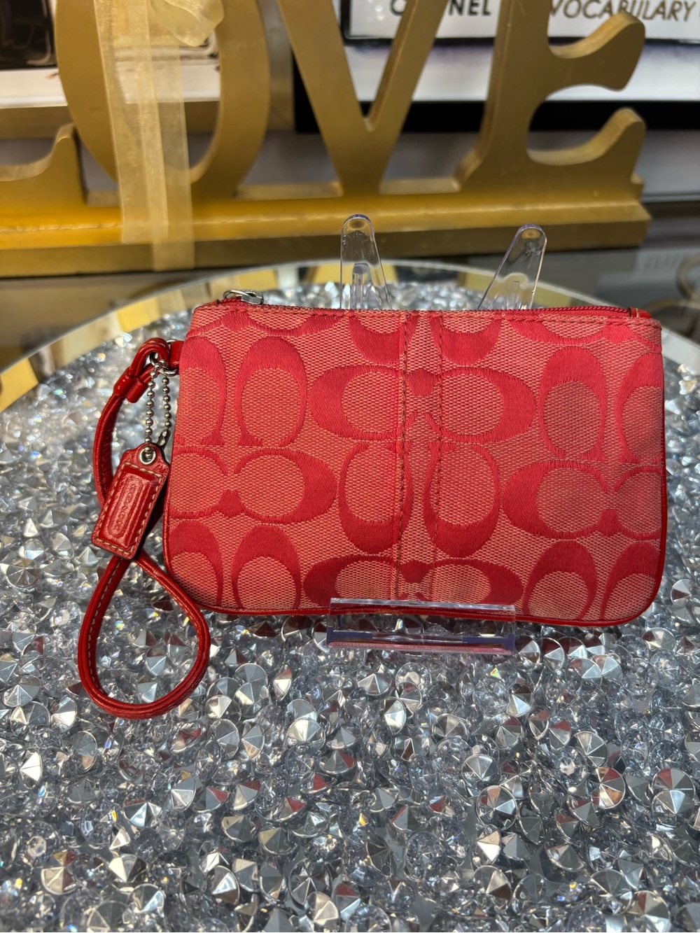 Coach y2k Cherry Red Signature Skinny Wristlet GUC